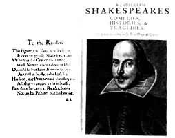 1623年在伦敦印刷出版的《莎士比亚戏剧集》，史称“第一对开本”