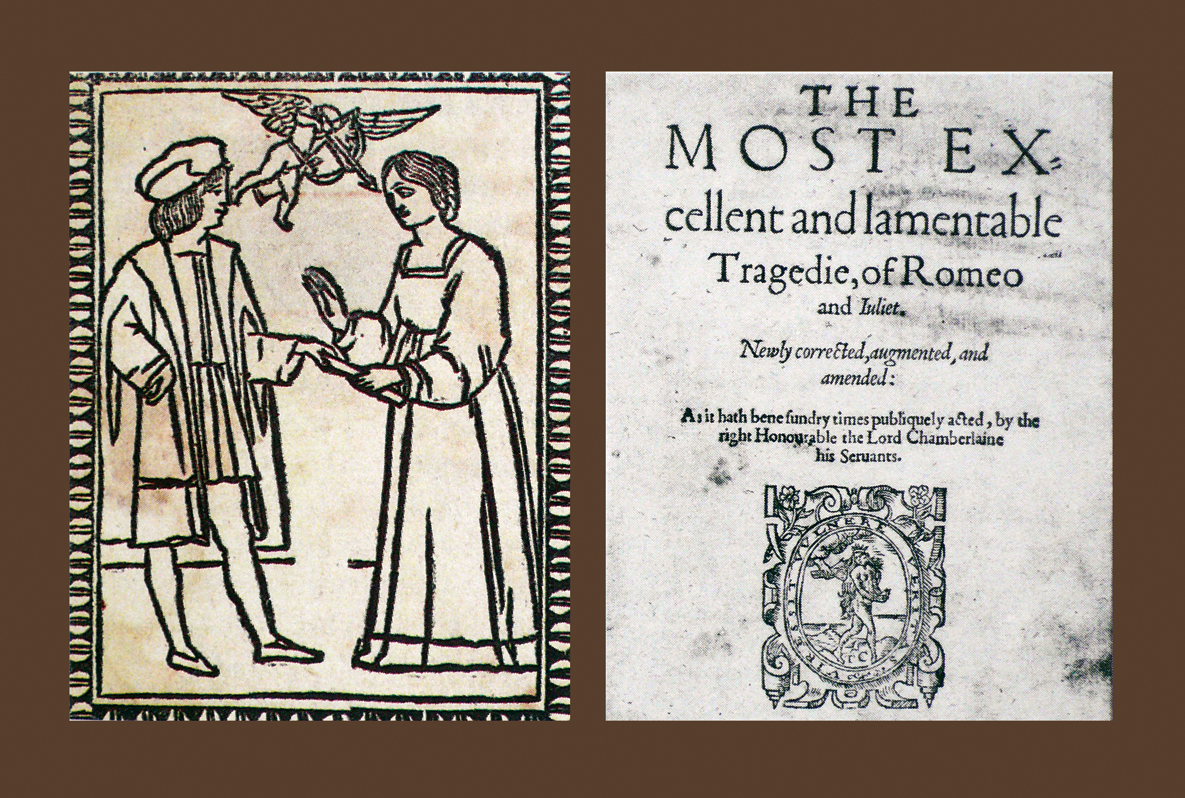 莎士比亚的名剧《罗密欧与朱丽叶》在意大利演出剧本的扉页和插图