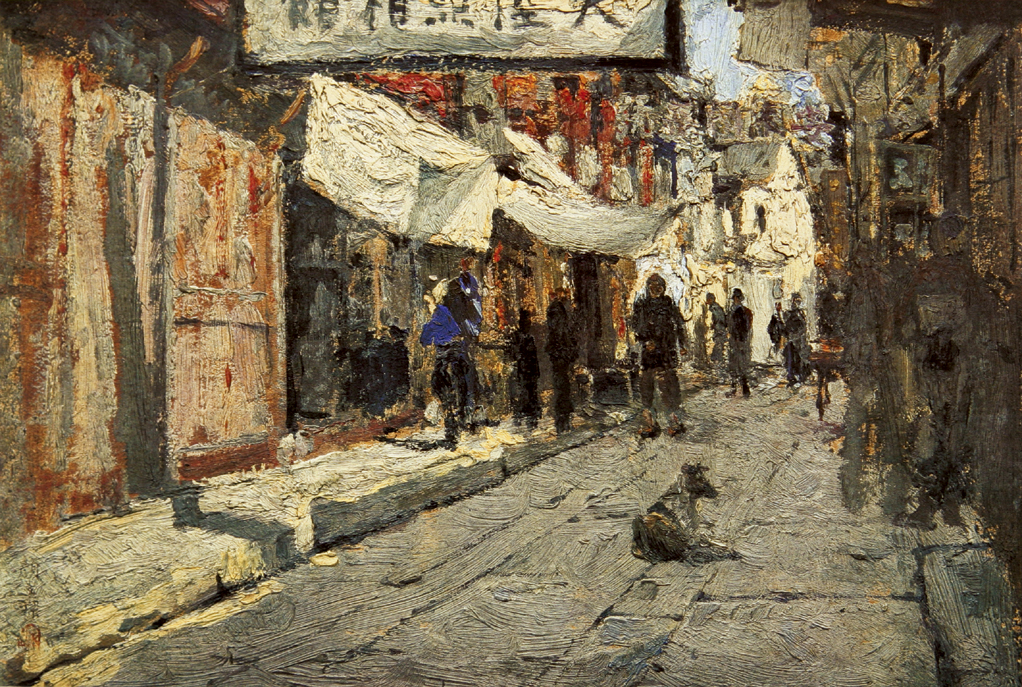 《普陀市街》（颜文樑，油画，1993）
